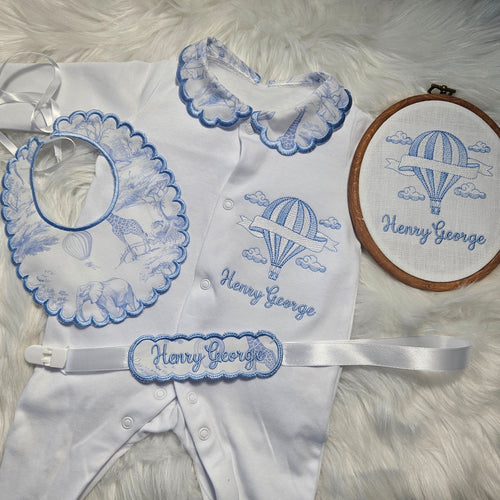 Chinoiserie Toile sleepsuit with collar