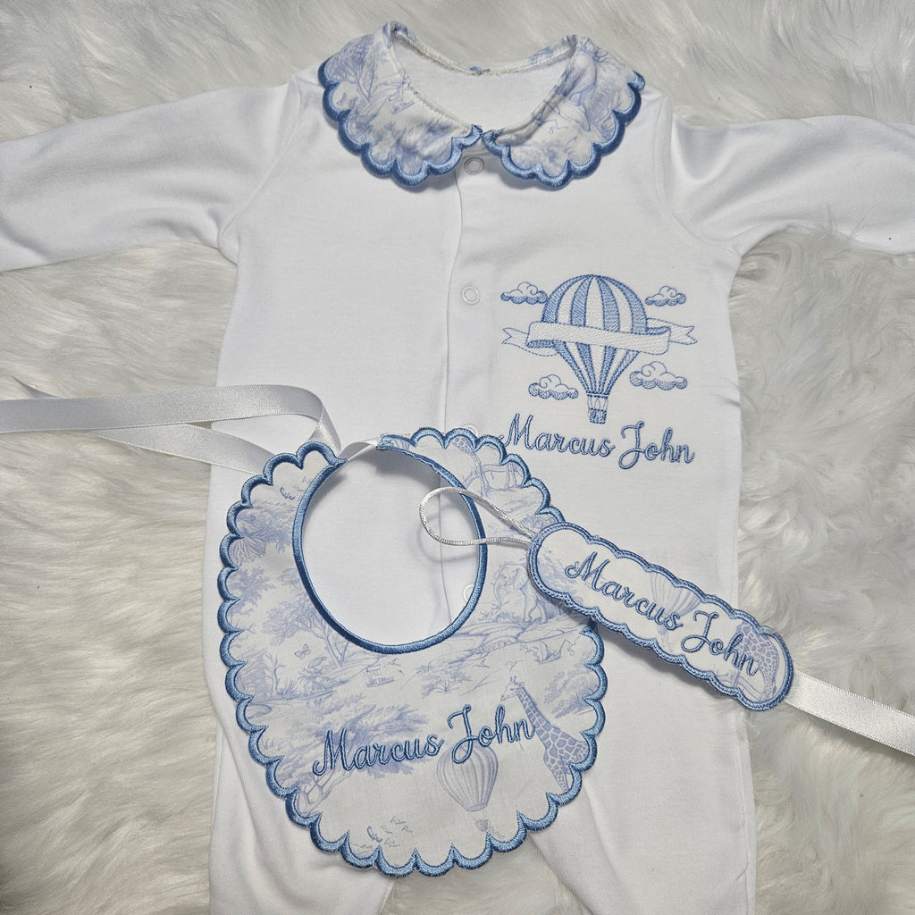 Chinoiserie Toile sleepsuit with collar