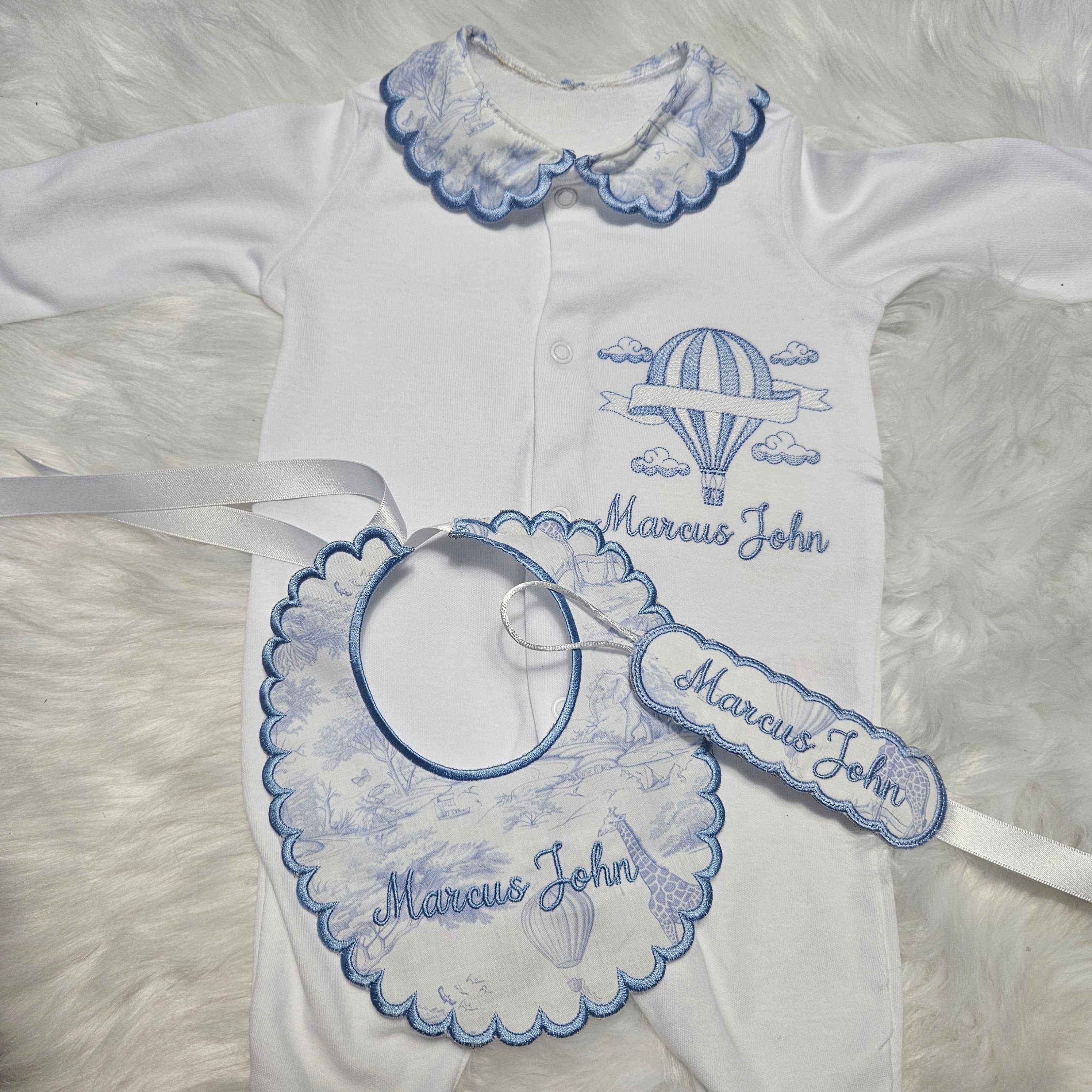 Chinoiserie Toile sleepsuit with collar