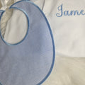 Blue collar sleepsuit bib tag
