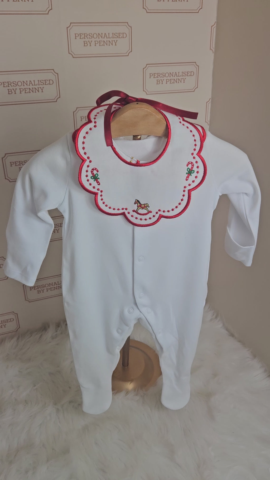 Christmas sleepsuit set with collar and bib