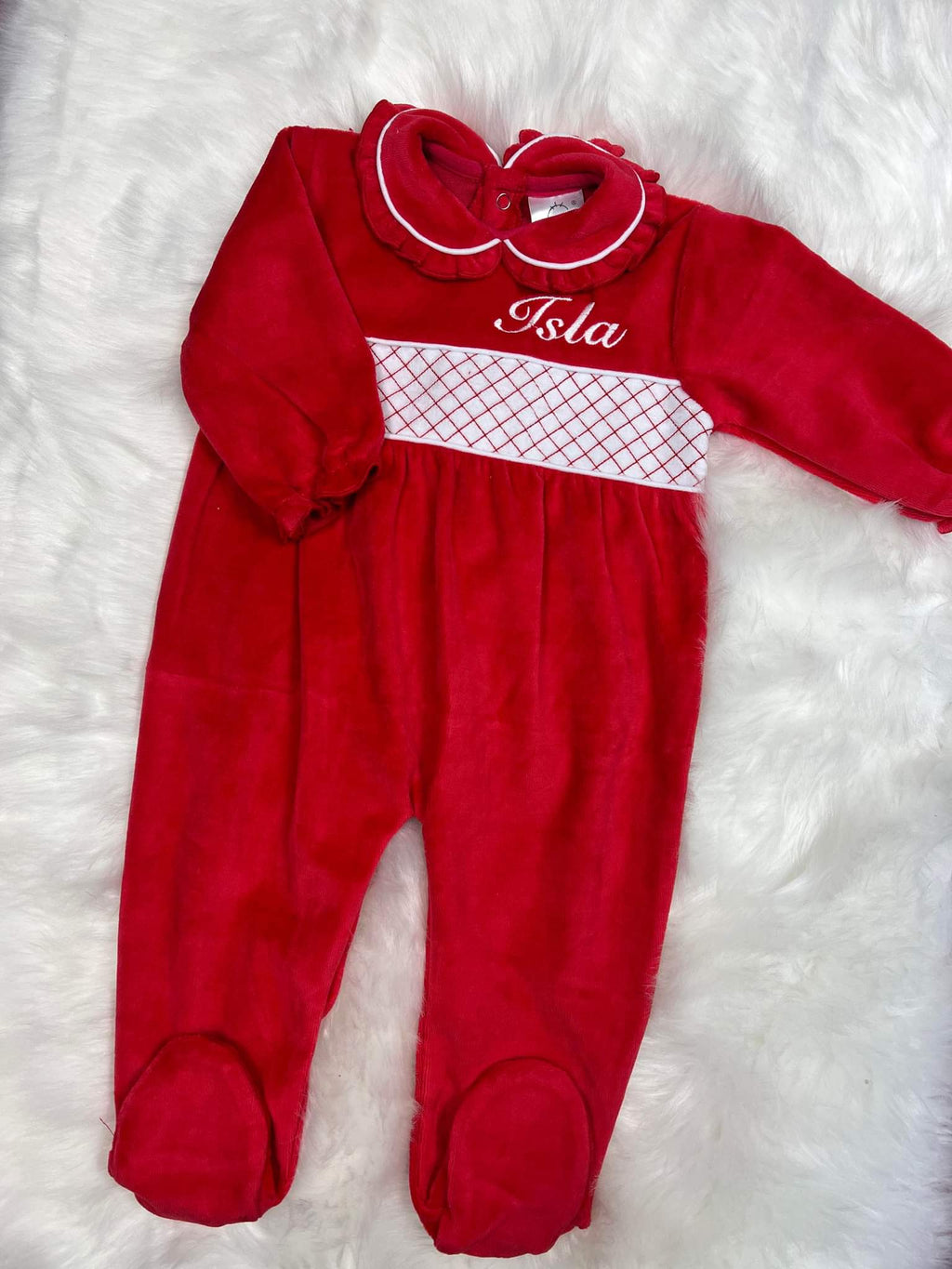 Velour sleepsuit christmas red