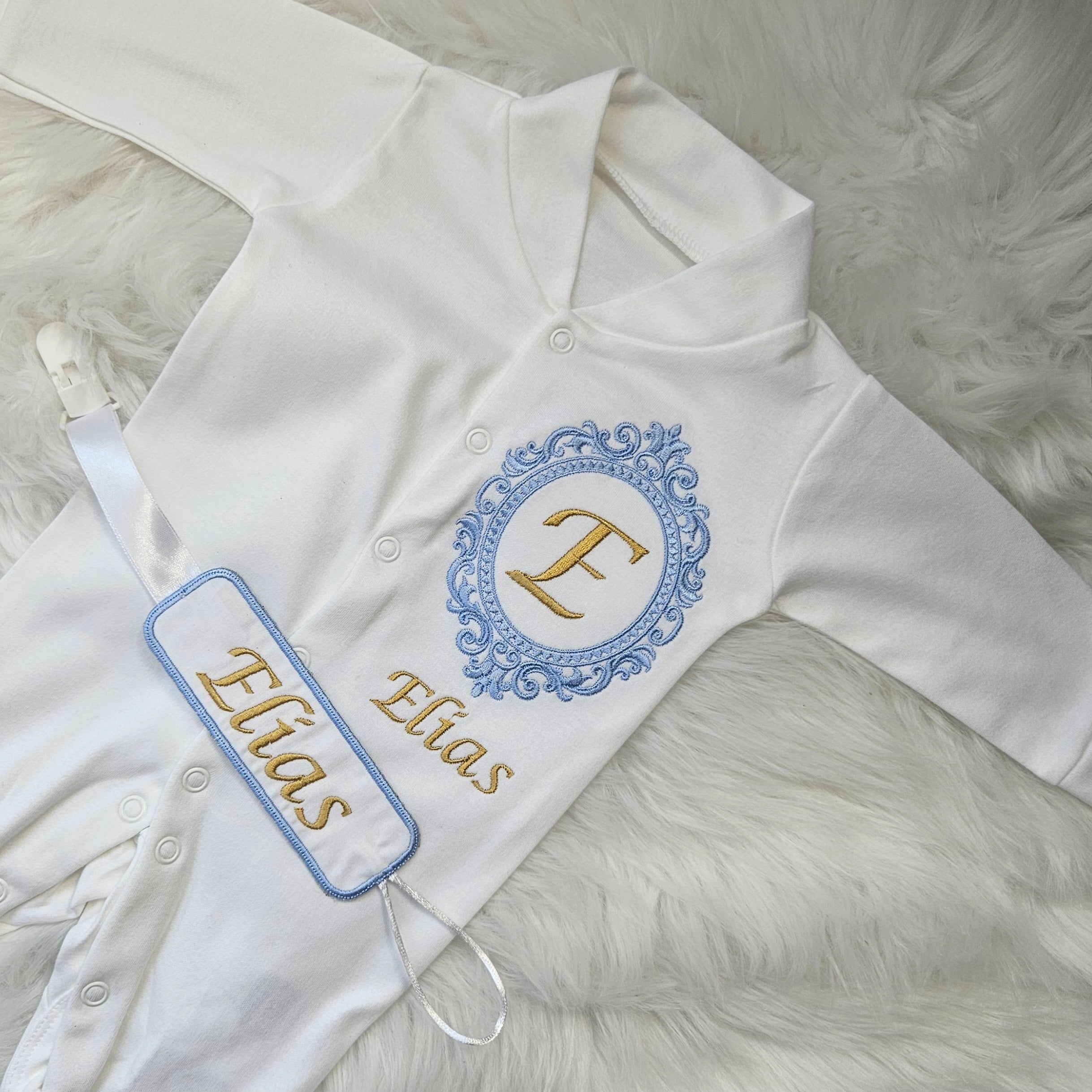 Monogram sleepsuit set and dummy clip