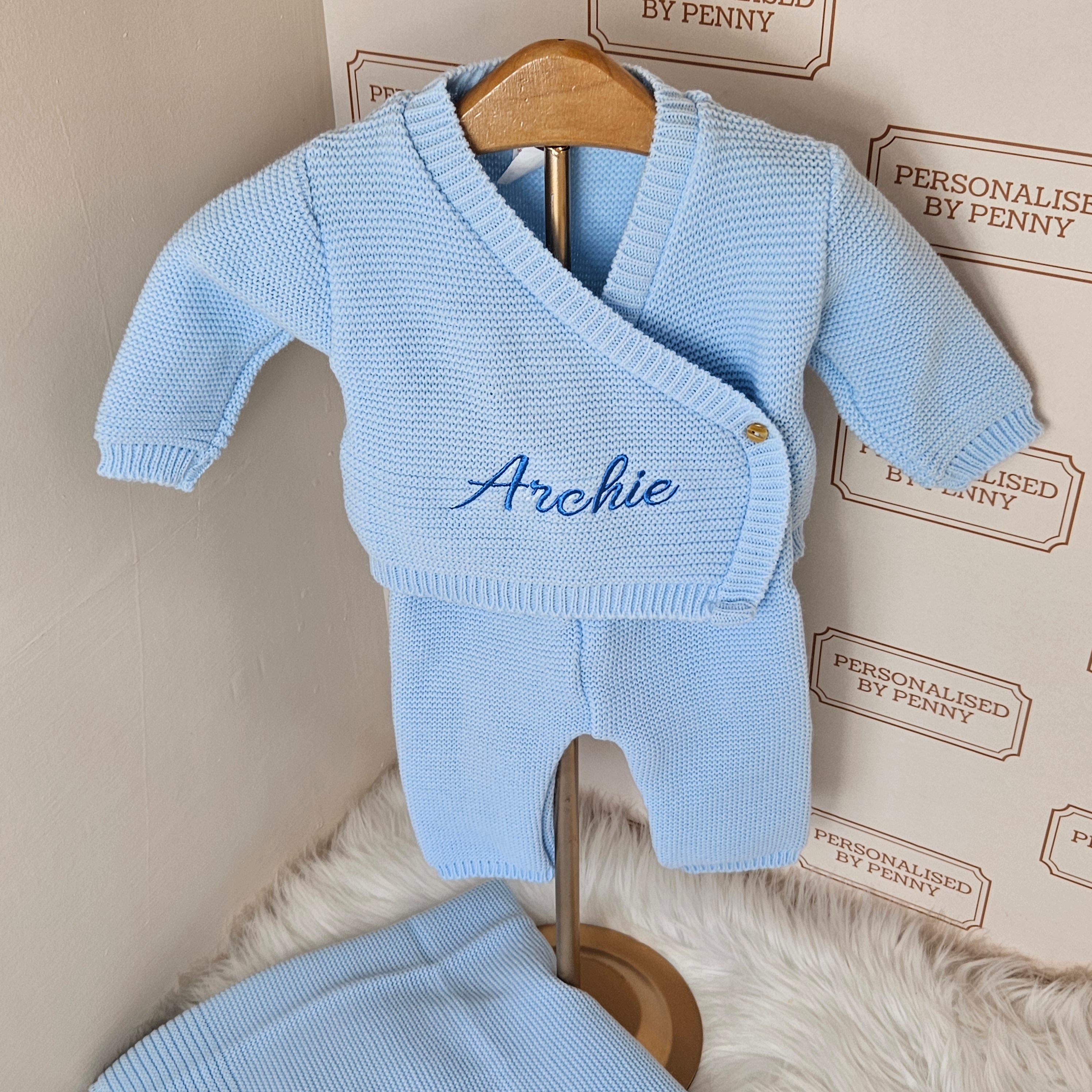 Baby knitted 4 piece set including blanket