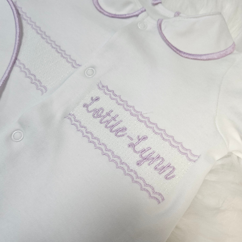 Sweet Lilac Personalised Sleepsuit